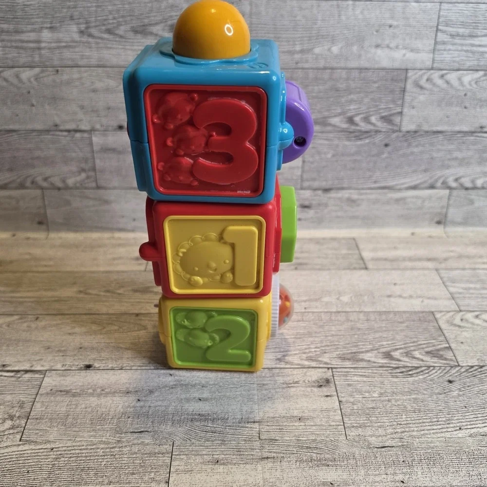 Fisher Price Bright Beginnings Action Stacking Activity Baby Blocks 123 ABC 3